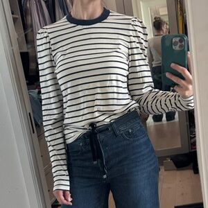 Sol Angeles Navy and White Striped Long Sleeve Tee